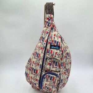 Kavu Rope Sling Backpack Bag Mesa Print‎ Adjustable Aztec Southwestern Red Blue